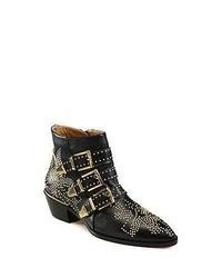 Chloé Chloe Suzanna Studded Leather Ankle Boots Black