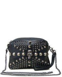 ChicNova Black Double Zipped Bags With Skull And Stud Detail
