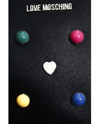 Love Moschino Black Eco Leather Clutch Bag With Multicolored Studs