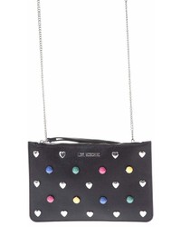 Love Moschino Black Eco Leather Clutch Bag With Multicolored Studs