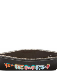 Fendi Black Studded Logo Leather Pouch