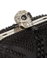 Alexander McQueen Britannia Skull Clasp Studded Clutch Bag Black