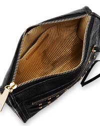 Lauren Merkin Cece Mini Studded Leather Evening Clutch Bag Black