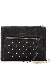 Lauren Merkin Cece Mini Studded Leather Evening Clutch Bag Black