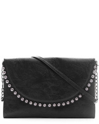 Deux Lux Distresses Leather Clutch With Studs