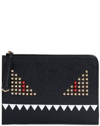 Fendi Monster Studded Leather Clutch