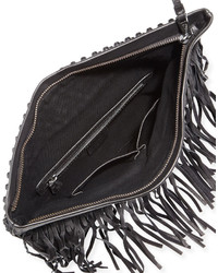 Ash Hendrix Studded Fringe Leather Clutch Bag Black