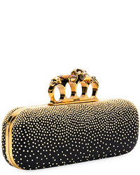 Alexander McQueen Knuckle Studded Leather Box Clutch Bag Black