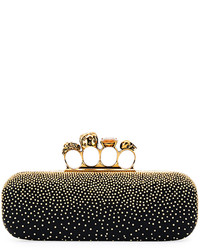 Alexander McQueen Knuckle Studded Leather Box Clutch Bag Black