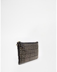 Warehouse Leather Studded Clutch Bag