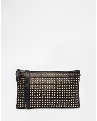 Warehouse Leather Studded Clutch Bag