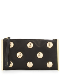 Cynthia Rowley Luna Studded Leather Evening Clutch Bag Black