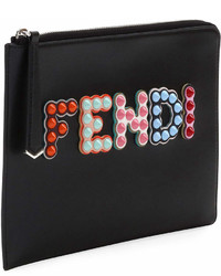 Fendi Polished Logo Studded Flat Pouch Bag