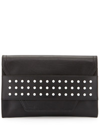 Milly Studded Band Flap Front Clutch Blackwhite