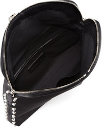 Alexander McQueen Studded Skull Padlock Fold Over Clutch Bag Blacknickel