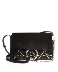 Chloé Chloe Faye Small Studded Circle Suede Leather Shoulder Bag