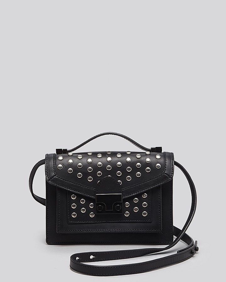 black leather studded crossbody bag