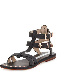 Matt Bernson Km Crisscross Studded Gladiator Sandals Black