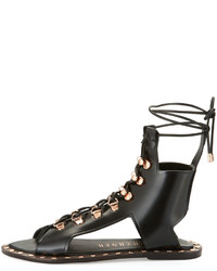 Ivy Kirzhner Skylar Studded Leather Lace Up Sandal Black