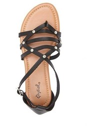 Qupid Strappy Studded Flat Sandals