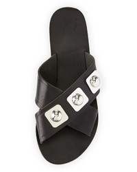 Ancient Greek Sandals Thais Studded Crisscross Sandal Black