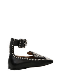 Sergio Rossi 10mm Metal Plaque Studded Leather Flats