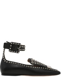 Sergio Rossi 10mm Metal Plaque Studded Leather Flats