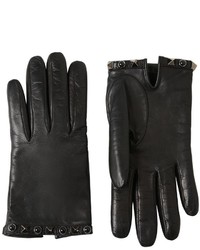 Black Studded Leather Gloves