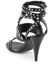 Saint Laurent Black Studded Open Toe High Heel Sandals
