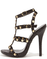 rsvp Blingin Sexy Back Nude Studded Caged Heels