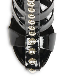 Alexander McQueen Patent Leather Studded Caged Sandals