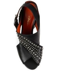 3.1 Phillip Lim Patsy Studded Crisscross Leather Block Heel Slingback Sandals
