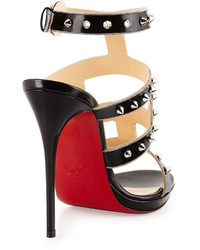 Christian Louboutin Sexystrapi Jazz Studded Zip Red Sole Pump Black