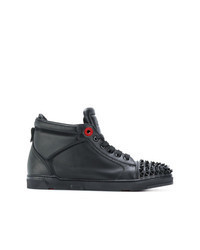 Black Studded Leather High Top Sneakers
