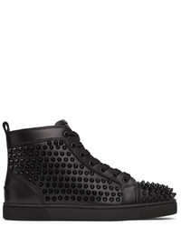 Christian Louboutin Black Louis Spikes High Top Sneakers