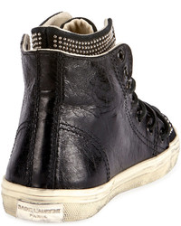 Saint Laurent Rivington Studded Leather High Top Sneaker Black