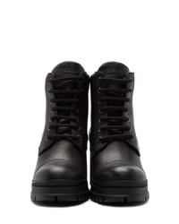 Prada Black Heeled Combat Boots