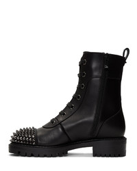 Christian Louboutin Black Flat Calf Combat Boots