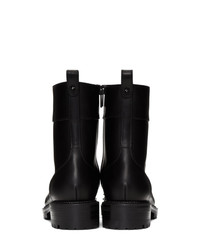 Christian Louboutin Black Flat Calf Combat Boots