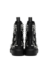 Alexander McQueen Black Studded Hybrid Lace Up Boots