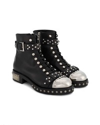 Alexander McQueen Black Studded Leather Ankle Boots