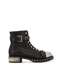 Alexander McQueen Black Studded Leather Ankle Boots
