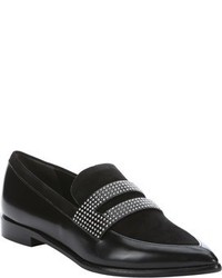 Sigerson Morrison Black Suede And Leather Inka Studded Loafers