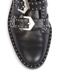 Givenchy Elegant Studded Leather Monk Strap Loafers