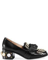 Gucci Leather Studded Mid Heel Loafer