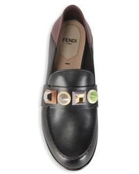 Fendi Slip On Round Toe Leather Loafers