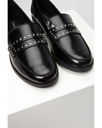 Forever 21 Studded Faux Leather Penny Loafers