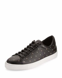 Black Studded Leather Low Top Sneakers
