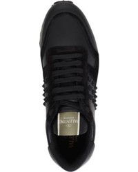 Valentino Rockstud Leather And Suede Trainers