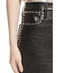 Frame Studded Leather Miniskirt